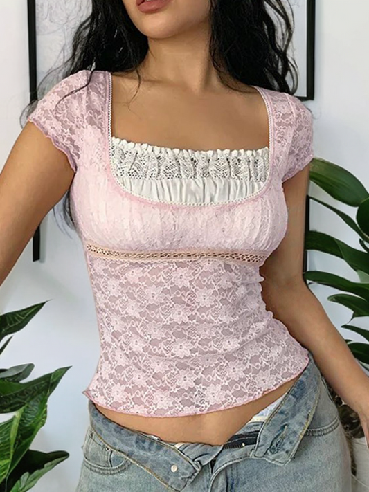 Strawberry Ice Cream Lace Top