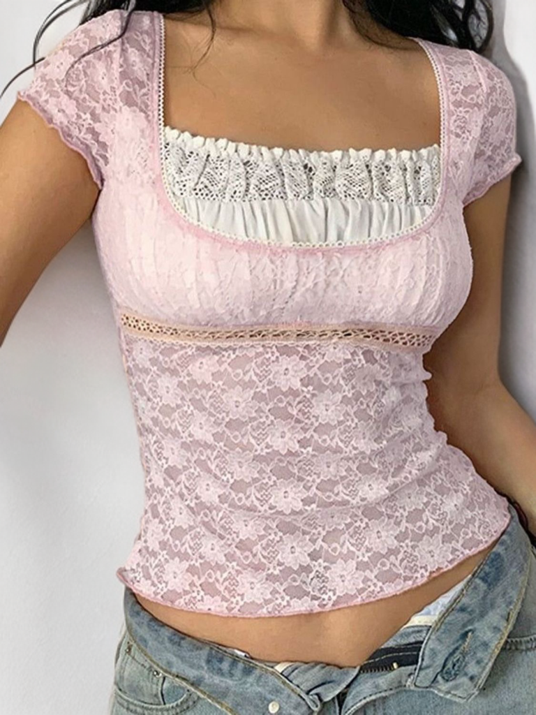 Strawberry Ice Cream Lace Top